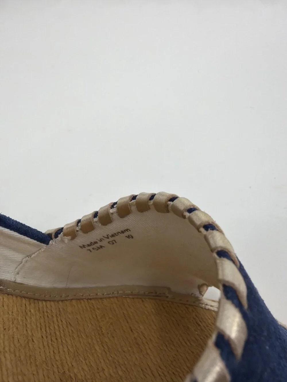 NIB Jack Rogers Palmer Wedge Womens 7.5M Espadrille Peep Toe Shoes Suede Blue